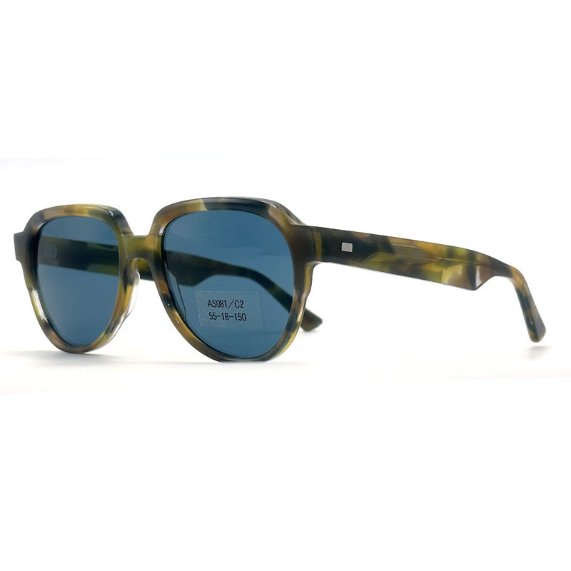 AS081 CR 39 Material de lente Acetato de marco Gafas de sol para pilotos y forma de los ojos