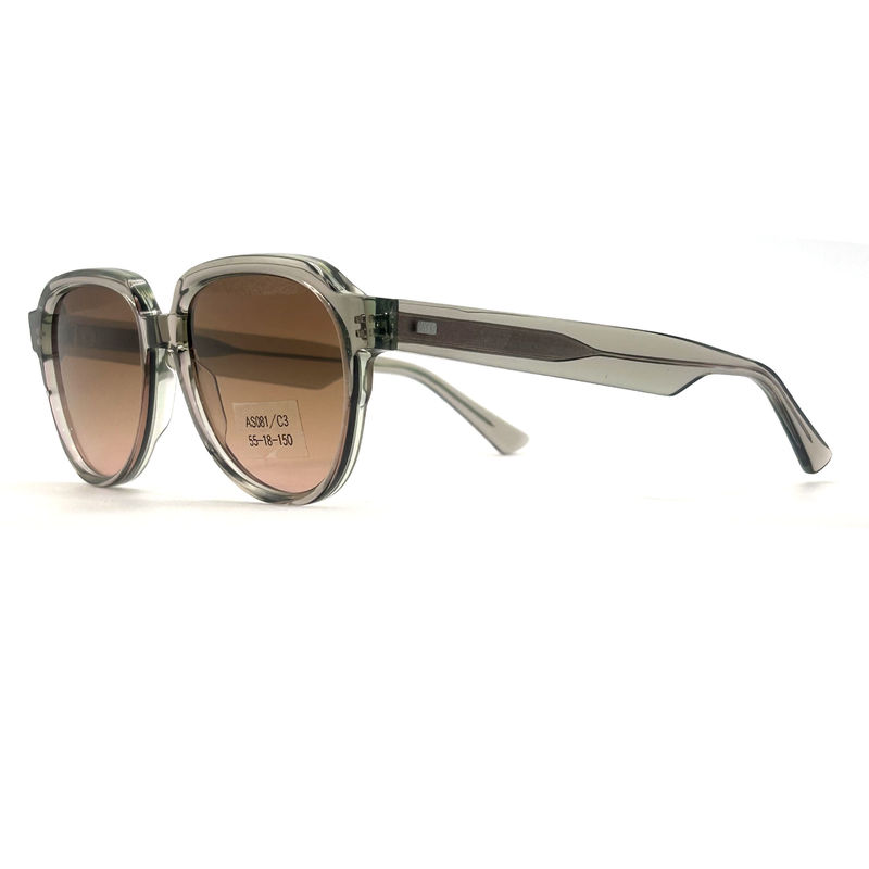 AS081 CR 39 Material de lente Acetato de marco Gafas de sol para pilotos y forma de los ojos