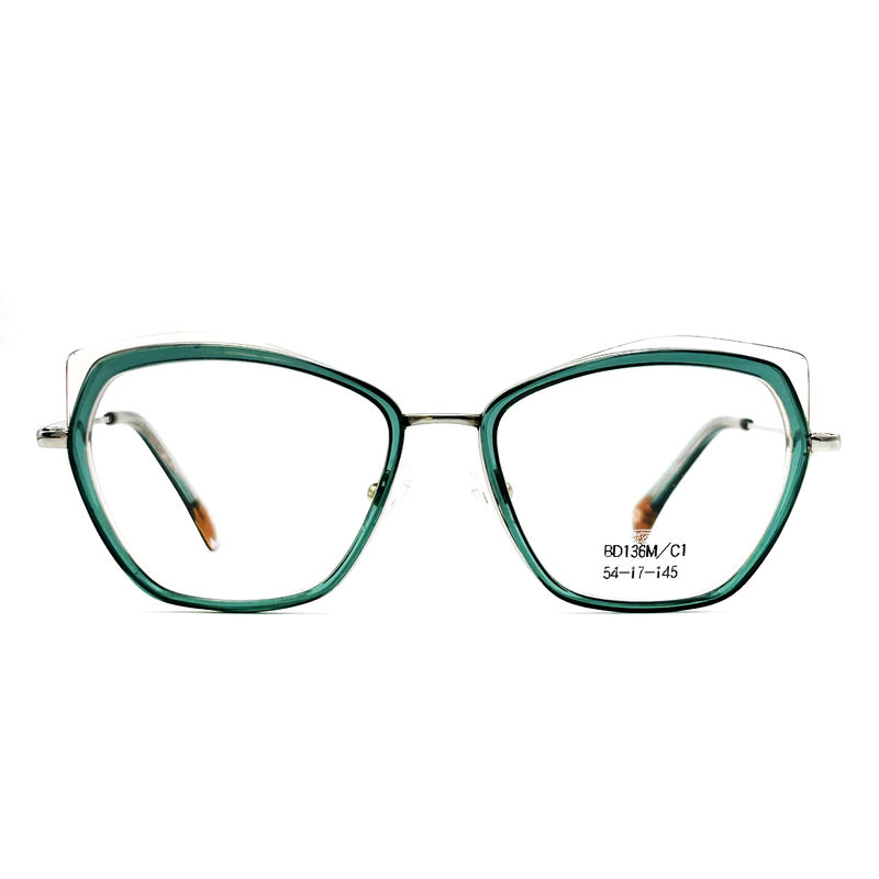 BD136M Gafas cuadradas y vintage personalizadas Acetato de metal para mujeres