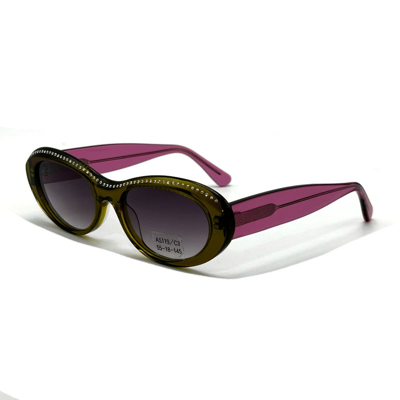 Cuadro de hoja de acetato para mujeres gafas de sol clásicas de mariposa con Strass-AS119,Fábrica ODM / OEM